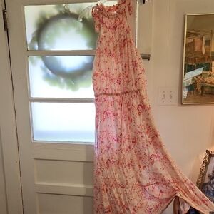 Time and Tru Pink Floral Sleeveless Maxi Dress